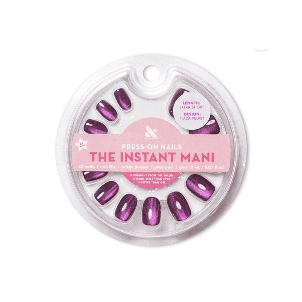 Olive & June Instant Mani Extra Short Round Press-on Nails, Purple, Velvet Plaza